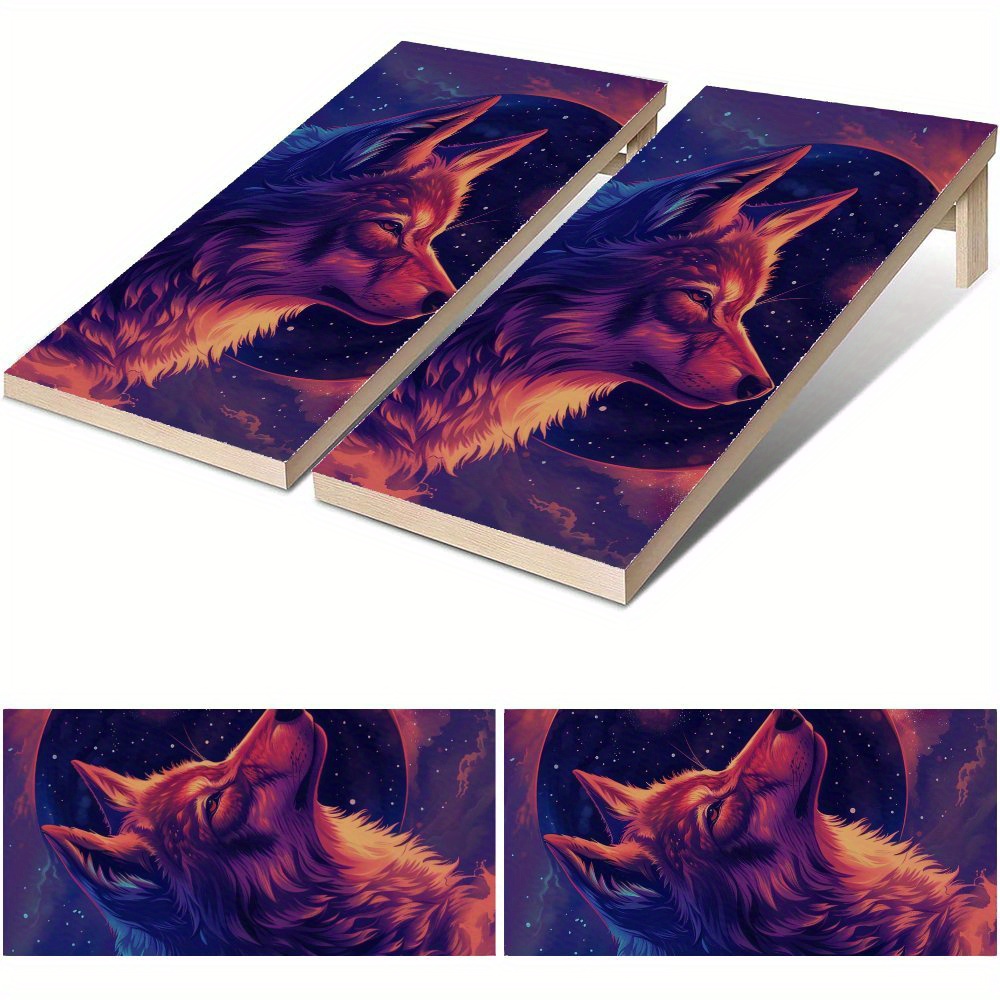 Board Game Film - Colorful Starry Sky Wolf Waterproof Cornhole