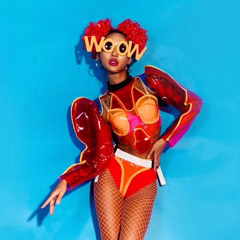 Board Game Yogi - Red Transparent Clown Rave Outfit Pole