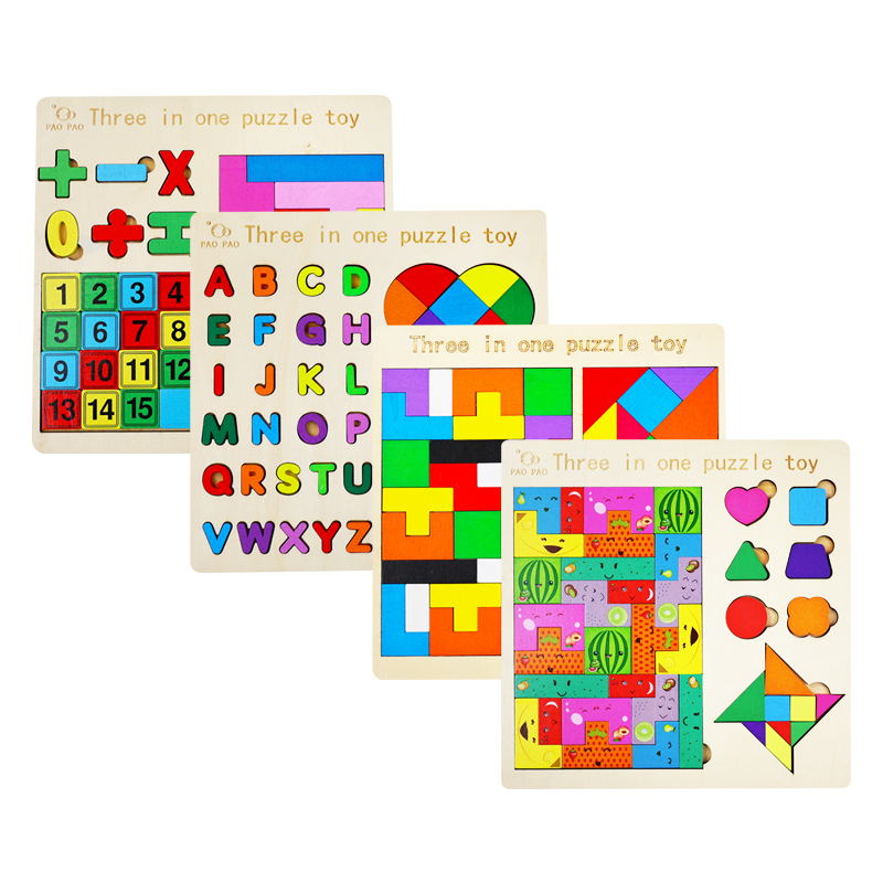 3 IN 1Children Wooden Block Pu - огляд і ціна Board Game Land